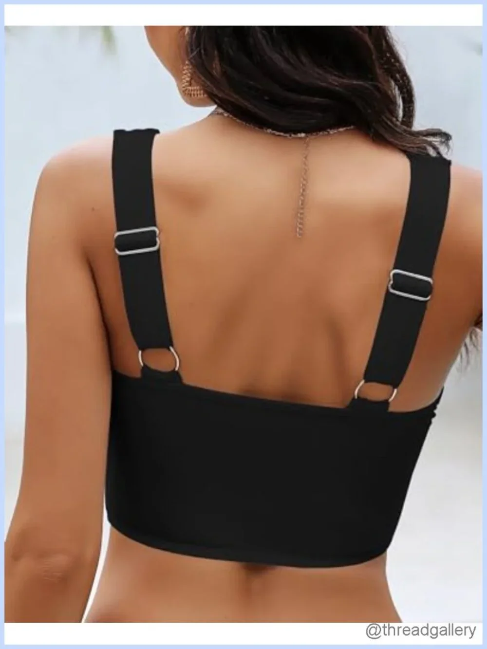 Women's Knot Front Tankini Bikini Swim Top Adjustable Straps Push Up